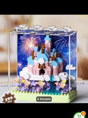 Castle Building Block Display - Pink & Blue